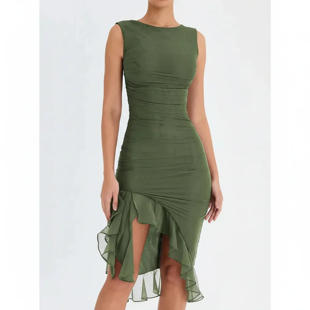 Clara | Damen Elegantes Midi Kleid Stretch Mesh – Mesh Midikleid Elegant 2026 - Image 33