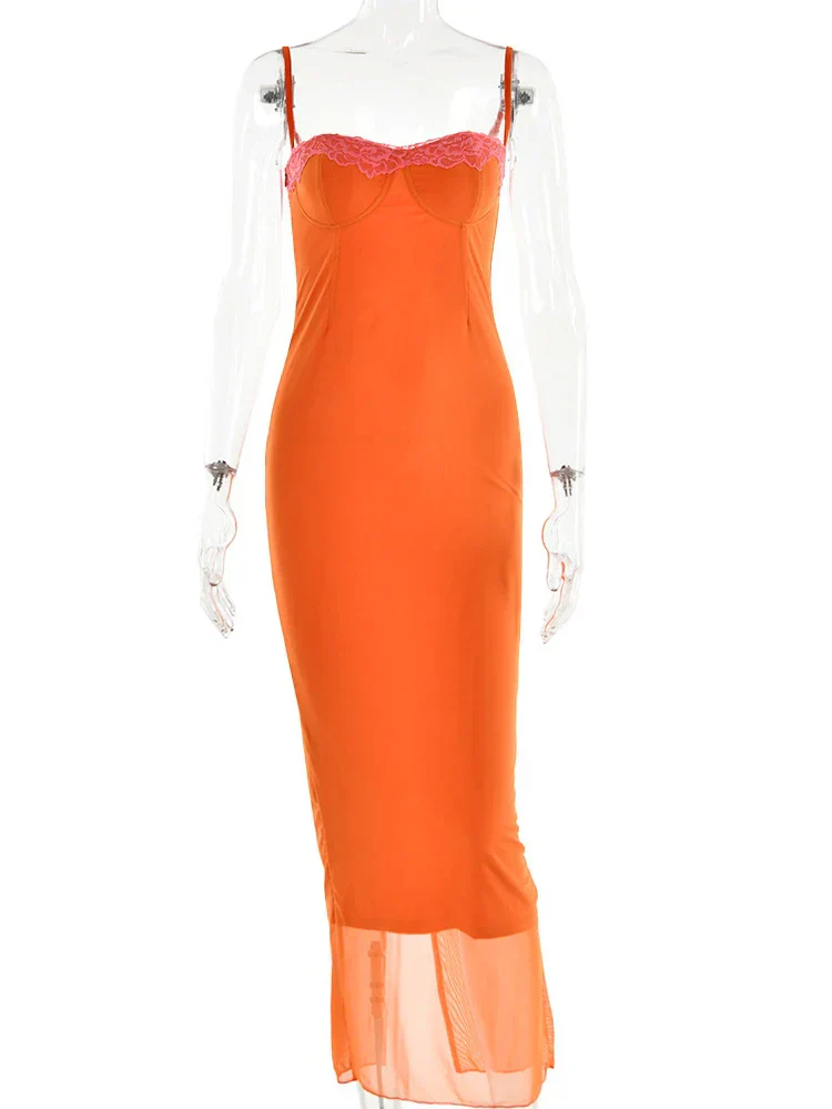 Cherley™ | Orange Spitzen-Maxikleid - Image 5