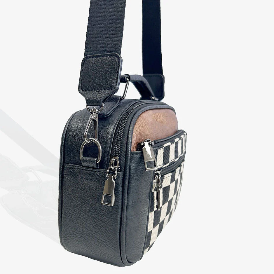 CHESSMATE Schultertasche | Moderner, Kompakter Style mit Schachbrettmuster - Image 3