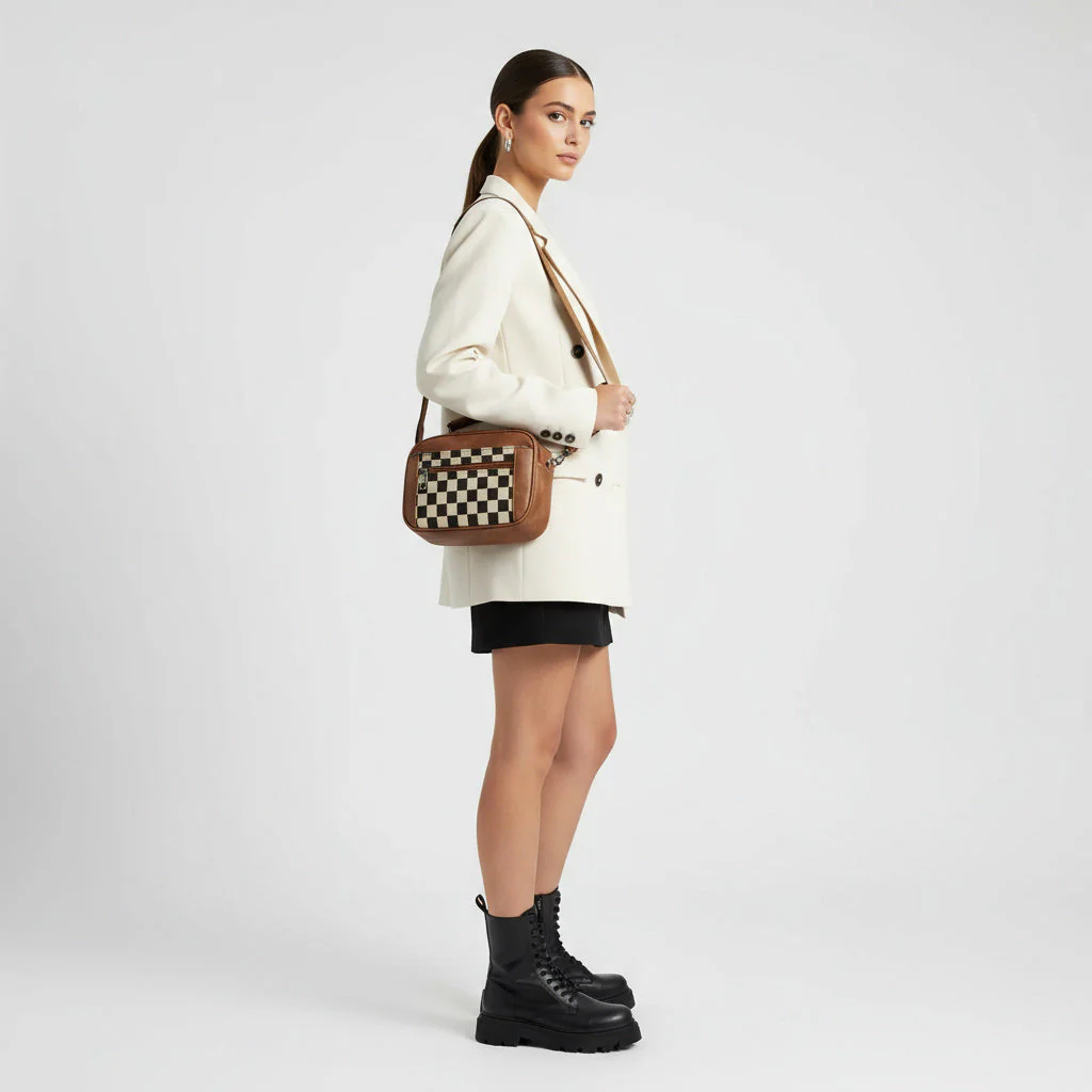 CHESSMATE Schultertasche | Moderner, Kompakter Style mit Schachbrettmuster - Image 6