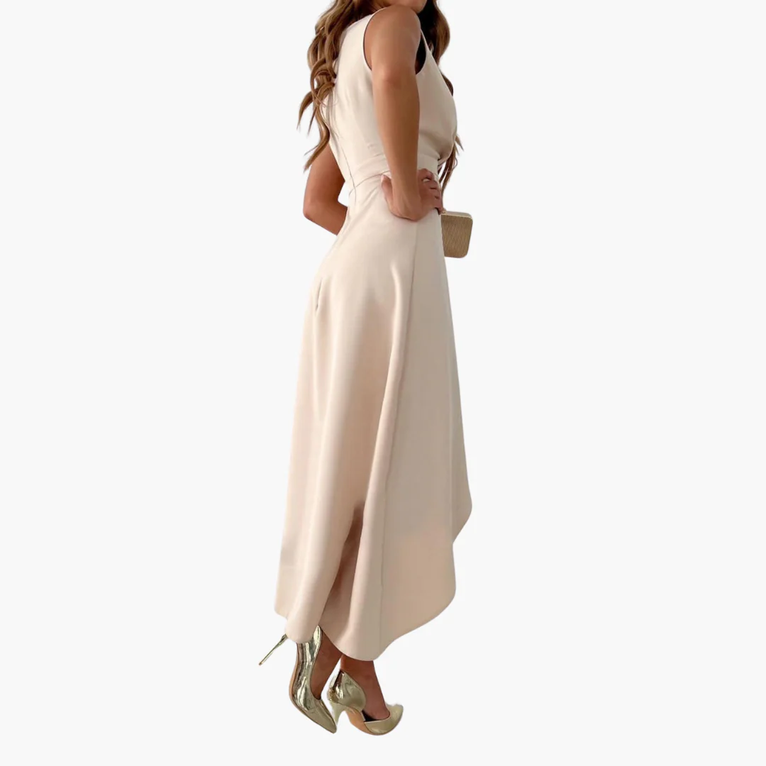 Chic Wickel V-Ausschnitt Midi Kleid für Damen - Elegante Passform - Image 2