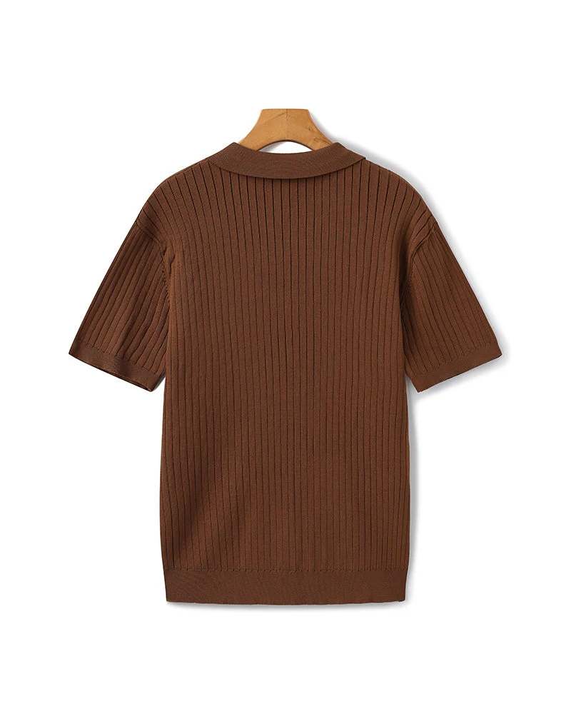 Christian | Herren Kurzarm Fein Rippenstrick Polo-Shirt - Image 10