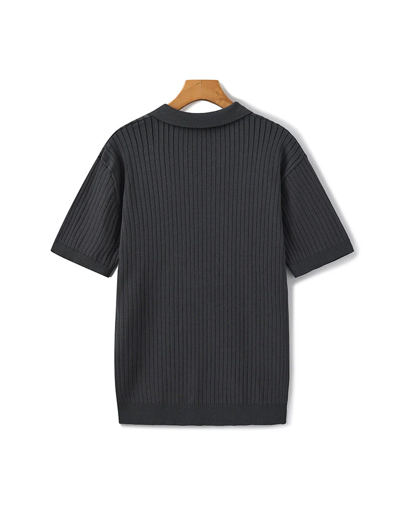 Christian | Herren Kurzarm Fein Rippenstrick Polo-Shirt - Image 14