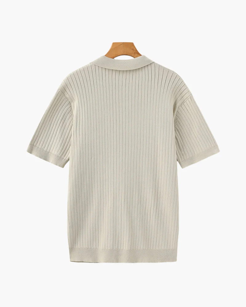 Christian | Herren Kurzarm Fein Rippenstrick Polo-Shirt - Image 2