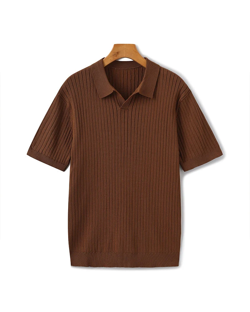 Christian | Herren Kurzarm Fein Rippenstrick Polo-Shirt - Image 29