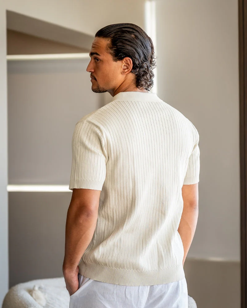 Christian | Herren Kurzarm Fein Rippenstrick Polo-Shirt - Image 3