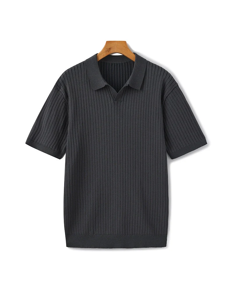 Christian | Herren Kurzarm Fein Rippenstrick Polo-Shirt - Image 30