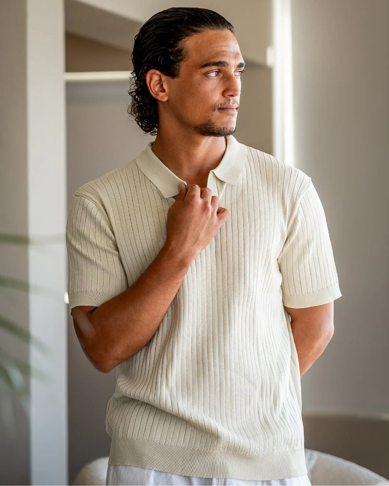 Christian | Herren Kurzarm Fein Rippenstrick Polo-Shirt - Image 5