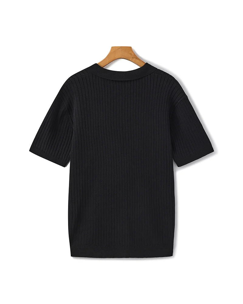 Christian | Herren Kurzarm Fein Rippenstrick Polo-Shirt - Image 8