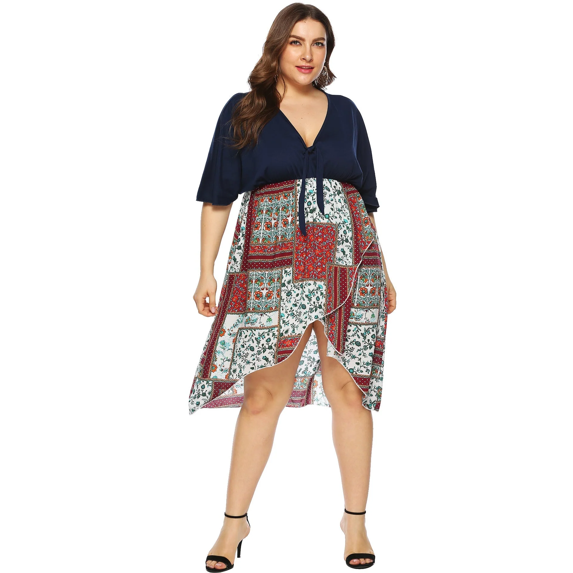 Christina- Damen elegantes Sommerkleid mit tiefem V-Ausschnitt - Image 4