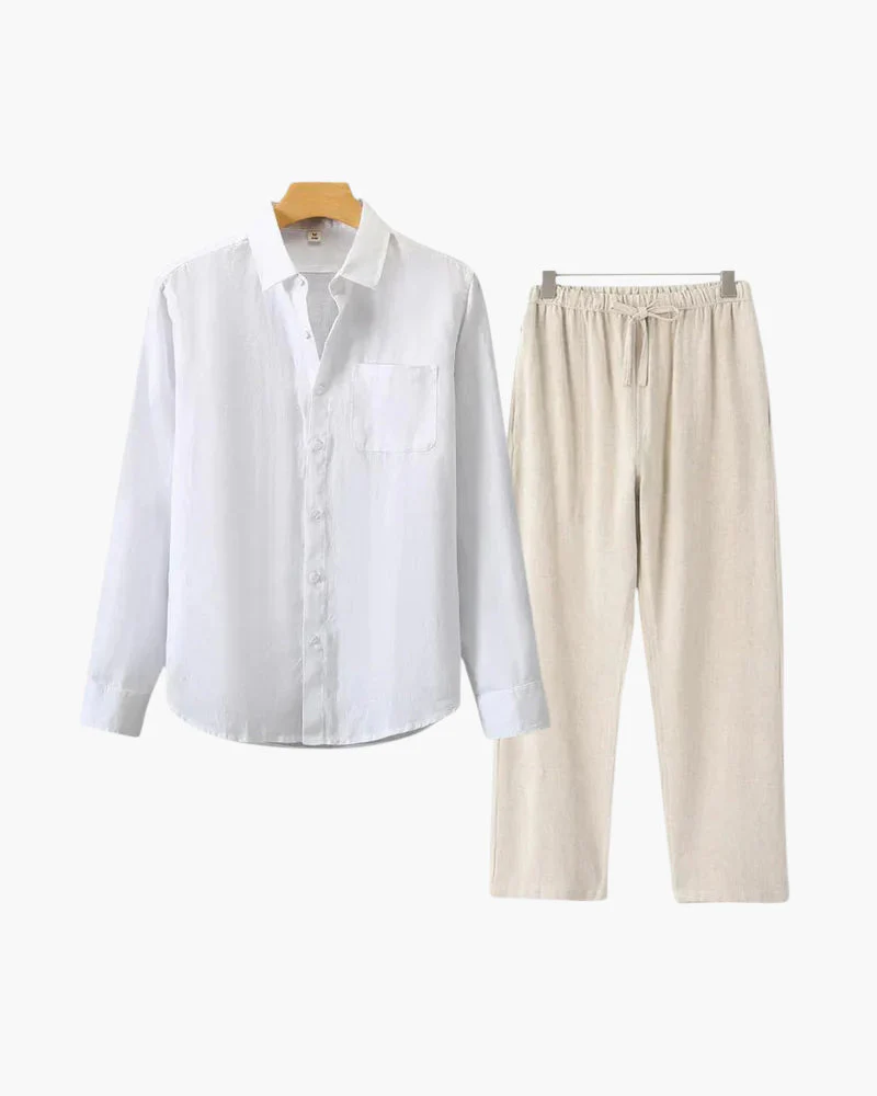 Christopher | Lange Ärmel Hemd & Hose Zweiteiliges Leinen-Set Herren-Sommer-Outfit - Image 15