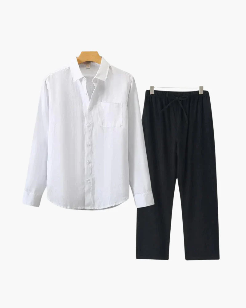 Christopher | Lange Ärmel Hemd & Hose Zweiteiliges Leinen-Set Herren-Sommer-Outfit - Image 16