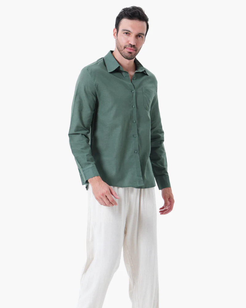 Christopher | Lange Ärmel Hemd & Hose Zweiteiliges Leinen-Set Herren-Sommer-Outfit - Image 3