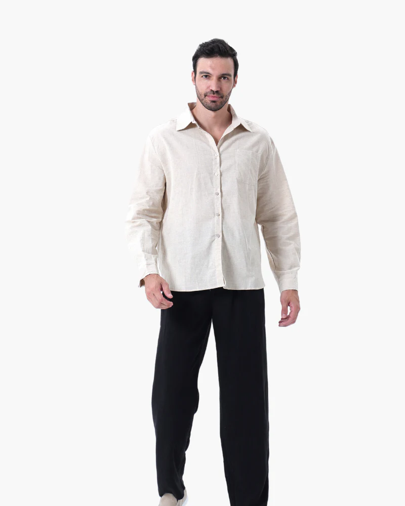 Christopher | Lange Ärmel Hemd & Hose Zweiteiliges Leinen-Set Herren-Sommer-Outfit - Image 5