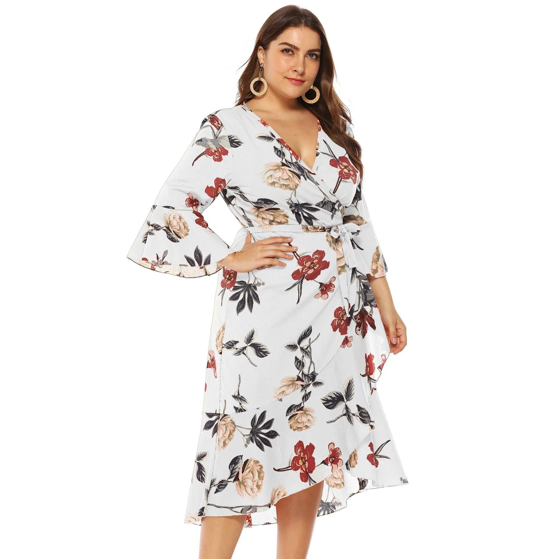 Christos- Damen Wickelkleid mit floralem Muster und V-Ausschnitt - Image 4