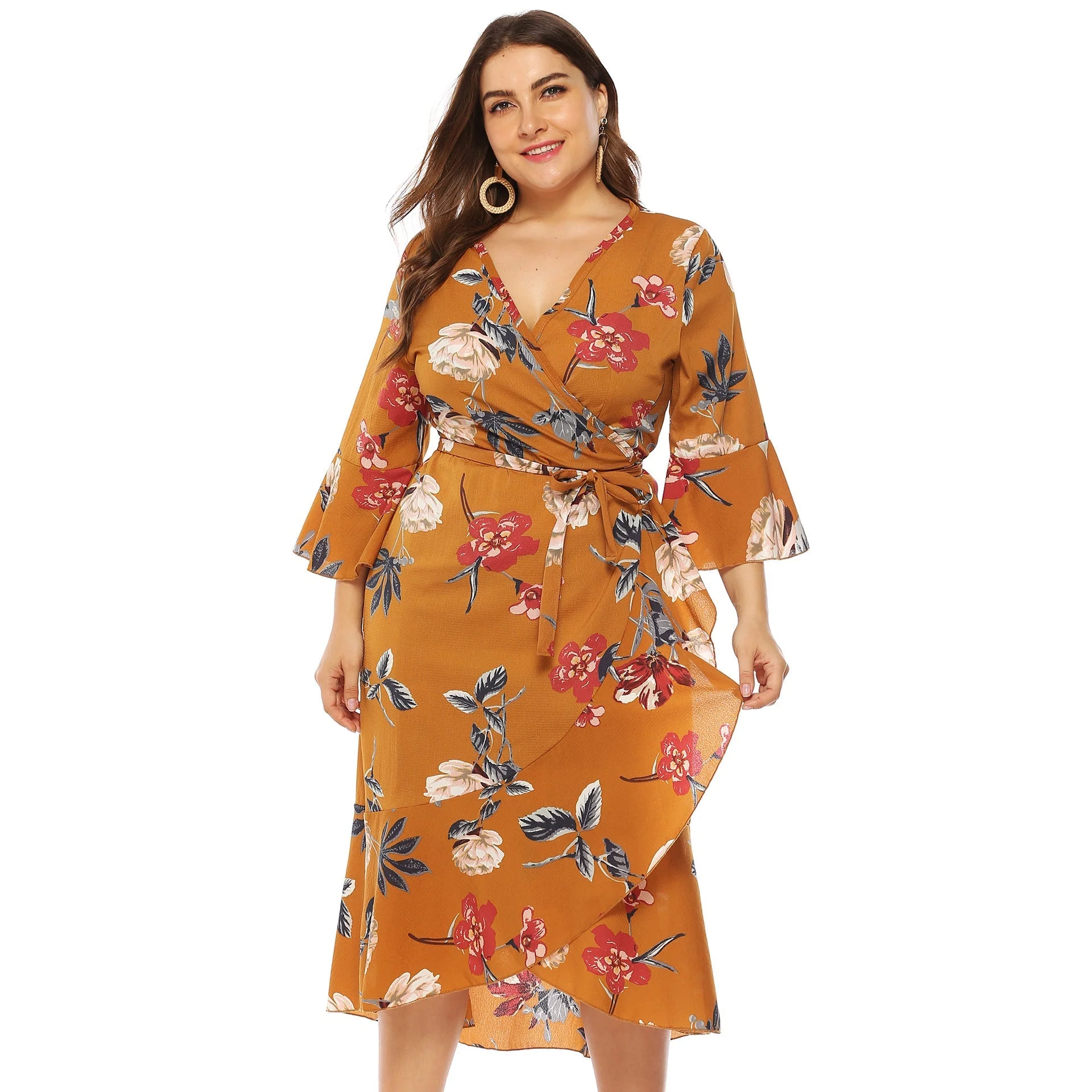 Christos- Damen Wickelkleid mit floralem Muster und V-Ausschnitt - Image 6