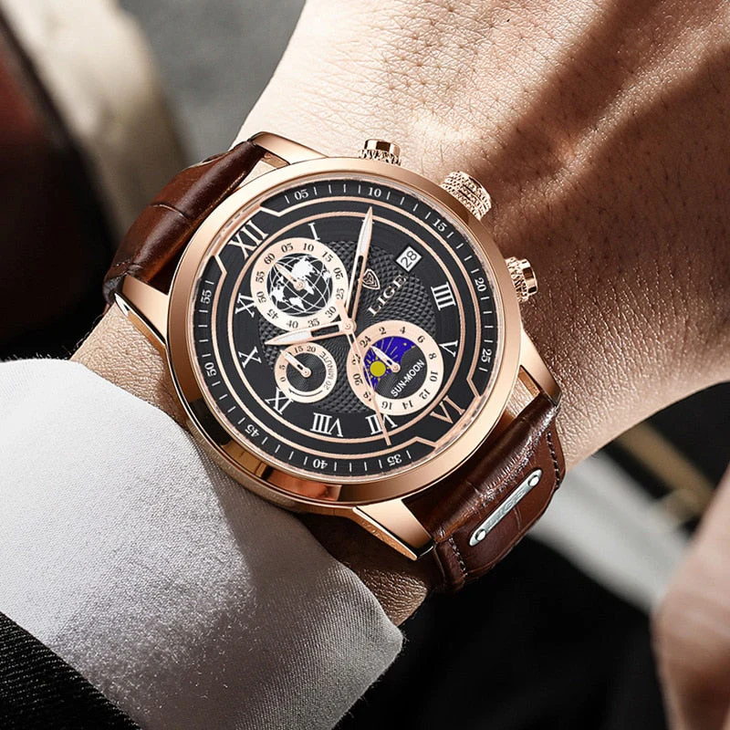 Chronographuhr mit hochwertigem Lederarmband - Image 5
