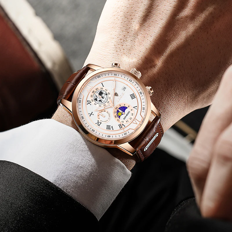 Chronographuhr mit hochwertigem Lederarmband - Image 8