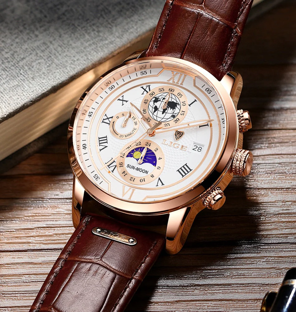 Chronographuhr mit hochwertigem Lederarmband - Image 9