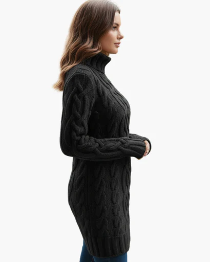 Clara – Cable Knit Turtleneck Sweater Dress Womenswear - Image 5