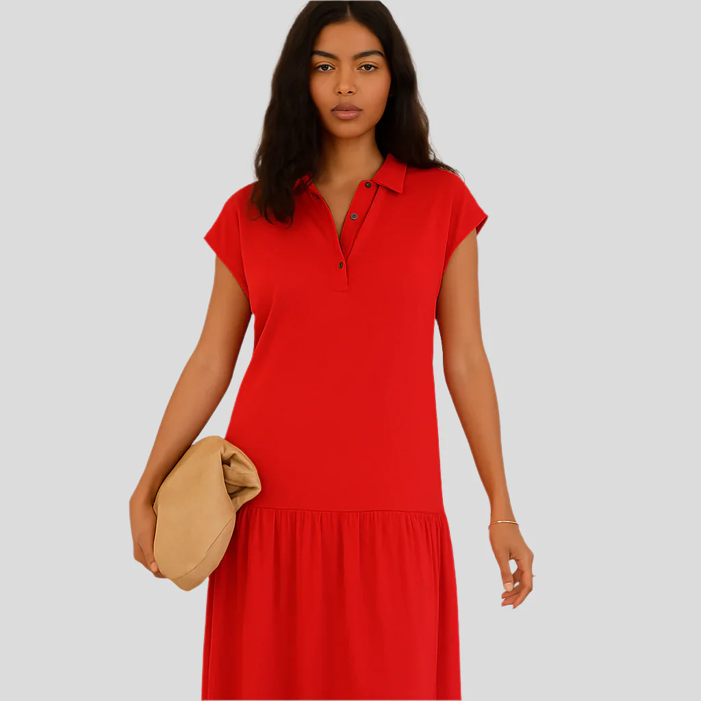 Clara Casual Midi-Kleid mit teilweisem Knopfverschluss und modernem Style - Image 2