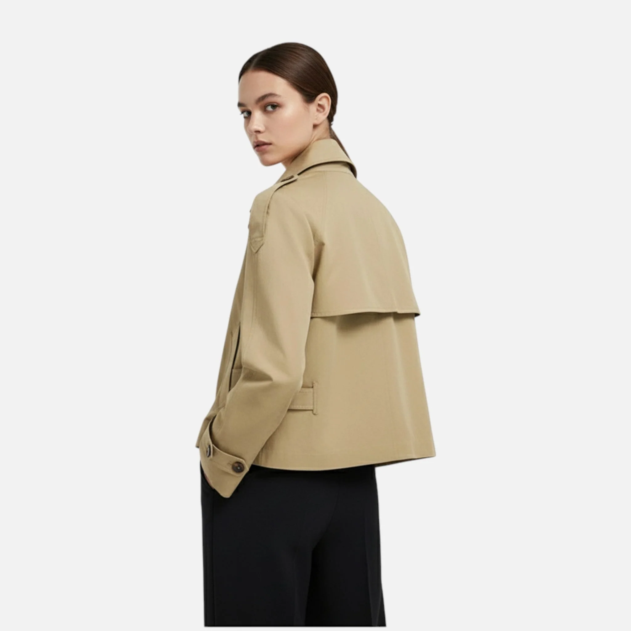 Clara – Elegante Damen Kurzjacke mit Stehkragen und Bindegürtel - Image 2