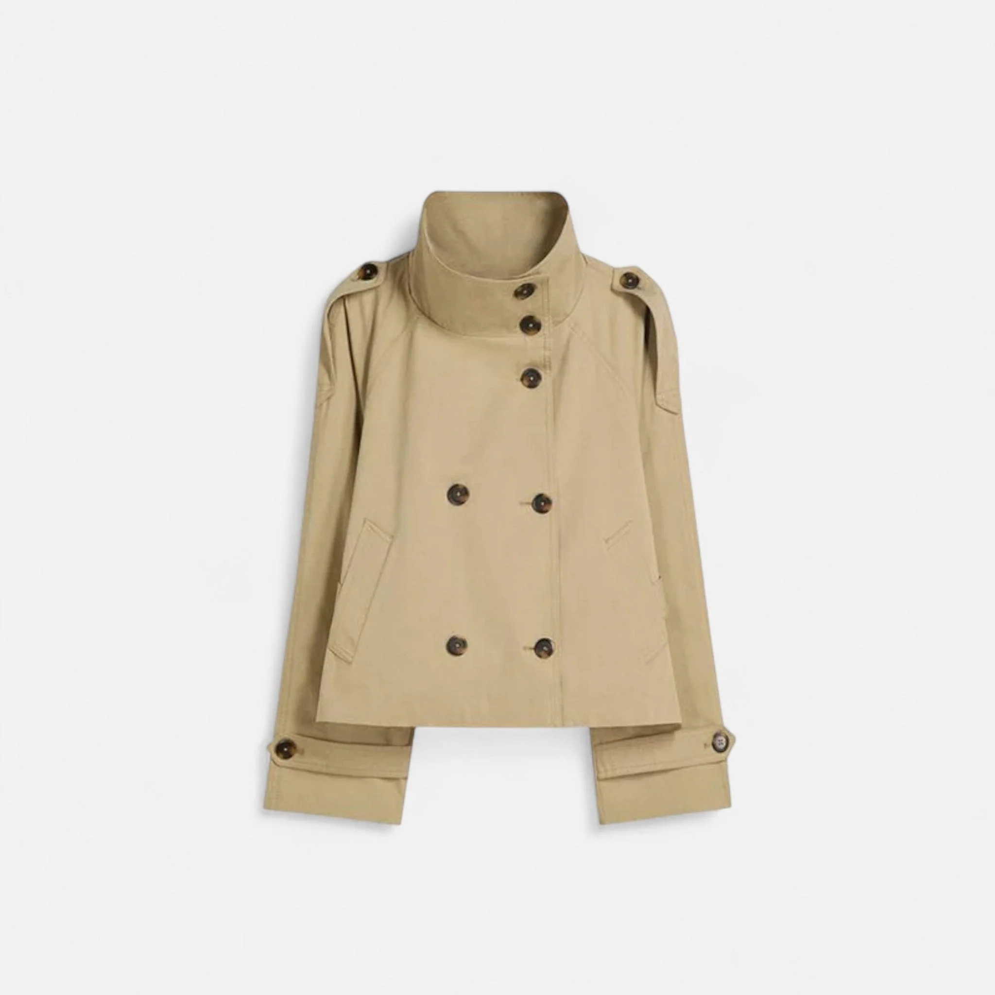 Clara – Elegante Damen Kurzjacke mit Stehkragen und Bindegürtel - Image 3
