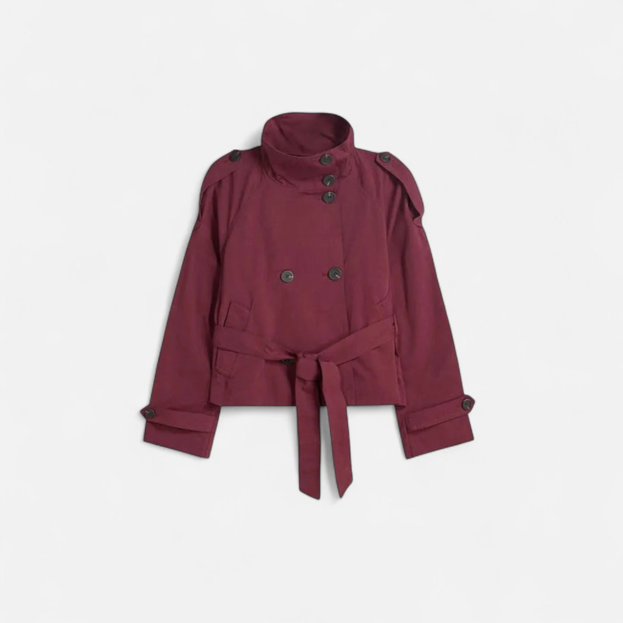 Clara – Elegante Damen Kurzjacke mit Stehkragen und Bindegürtel - Image 5