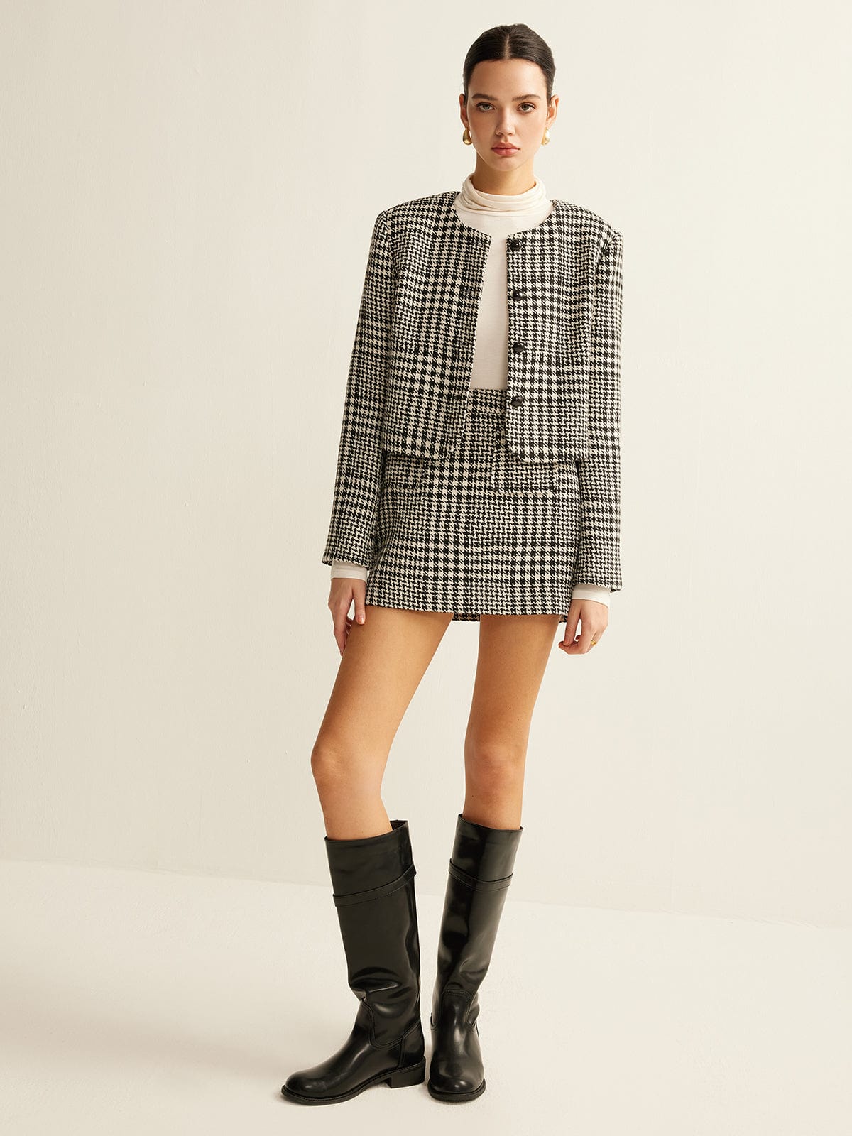 Clara | Eleganter Bouclé-Zweiteiler – Kariertes Blazer-Set für zeitlose Raffinesse - Image 2