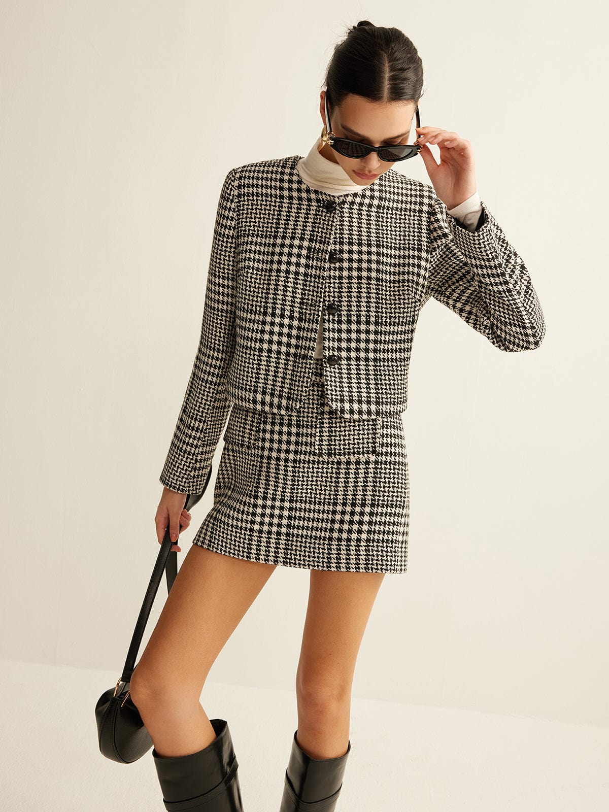 Clara | Eleganter Bouclé-Zweiteiler – Kariertes Blazer-Set für zeitlose Raffinesse - Image 5
