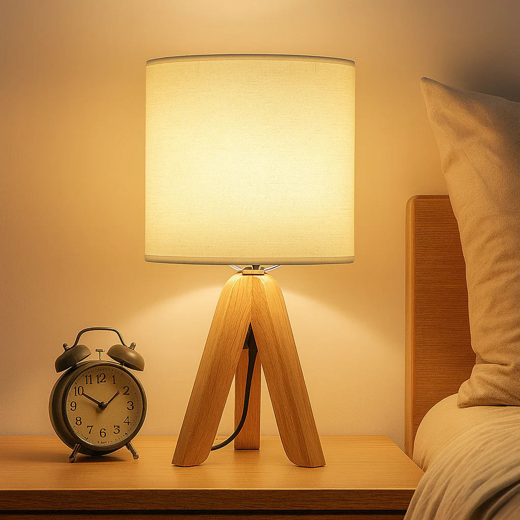 Clarest | Moderne Holzlampe mit Leinenschein - Image 2
