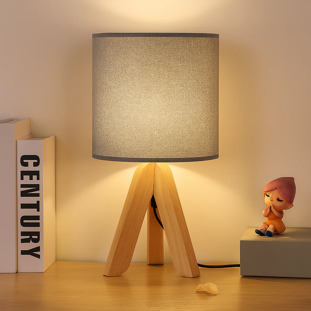 Clarest | Moderne Holzlampe mit Leinenschein - Image 3