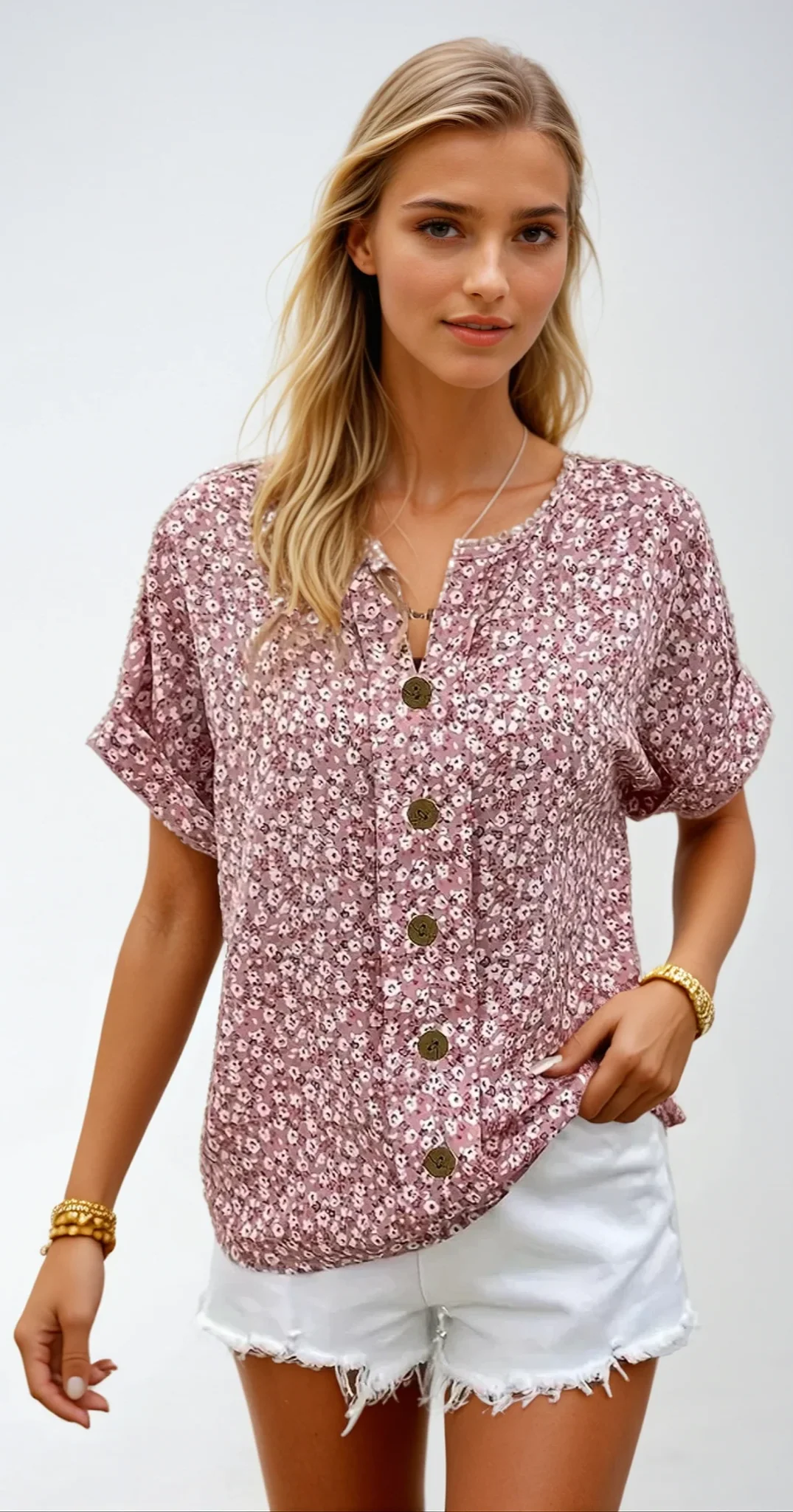 Clarissa – Sommerbluse Damen Blumenmuster Aus Leichtem Stoff - Image 2