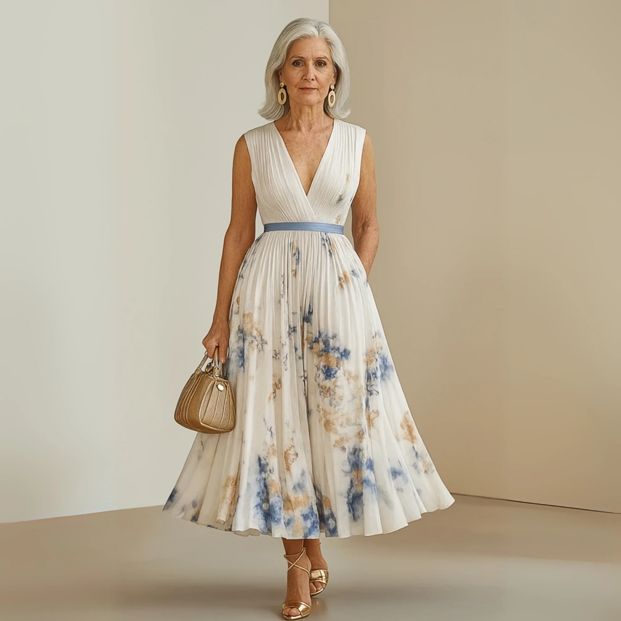 Claudia Damen Fließendes Ärmelloses Sommer Maxikleid - Image 3