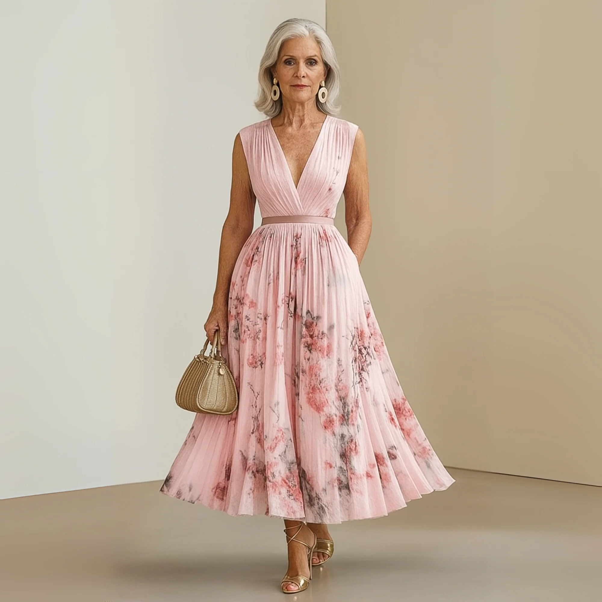 Claudia Damen Fließendes Ärmelloses Sommer Maxikleid - Image 4