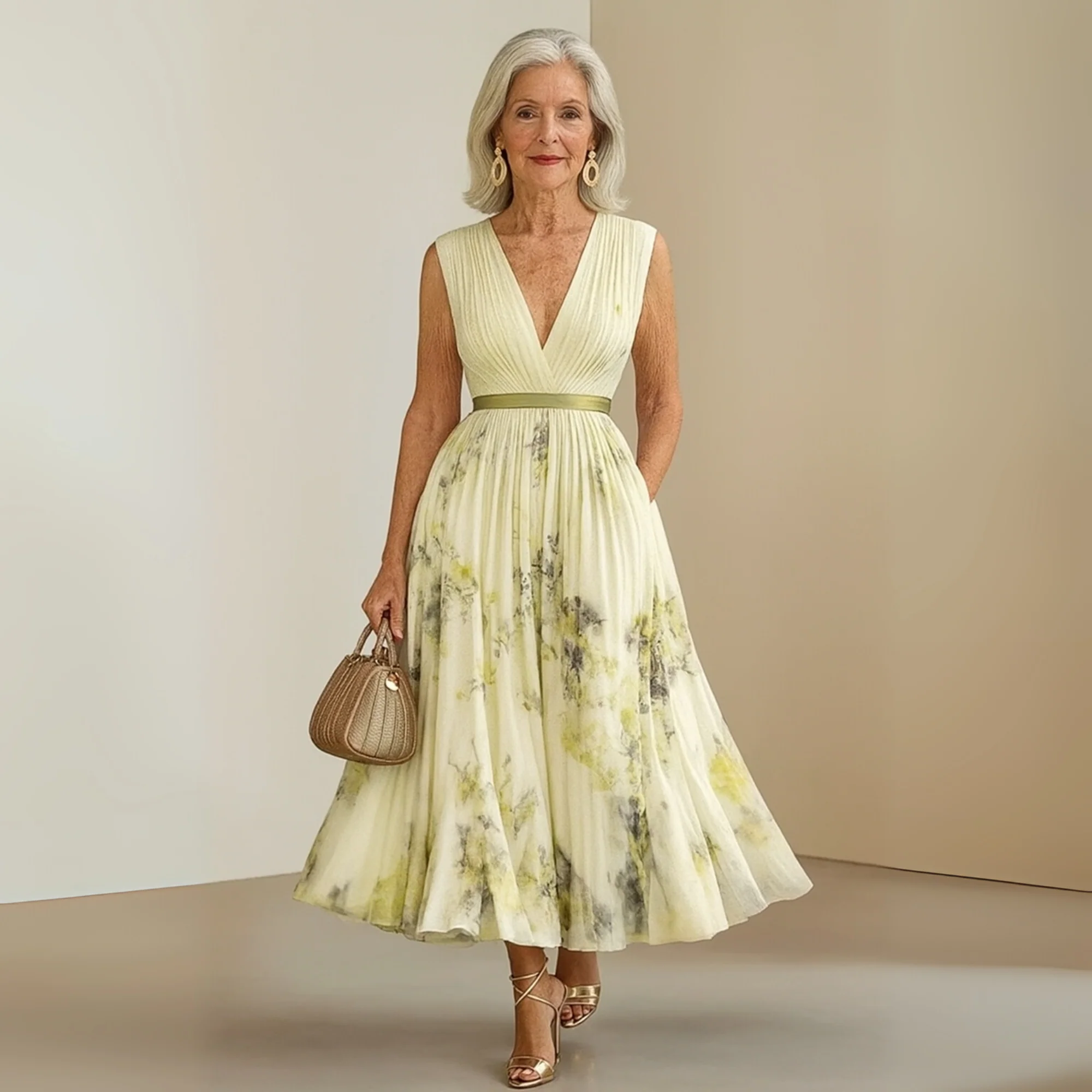 Claudia Damen Fließendes Ärmelloses Sommer Maxikleid - Image 6