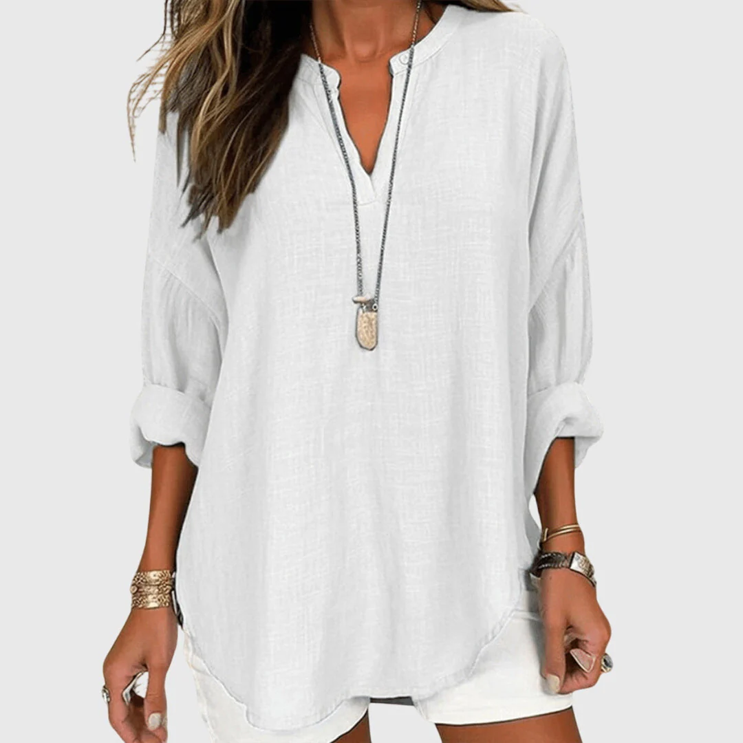 Claudia | Damen Locker Geschnittenes Langarm Casual Top - Image 4