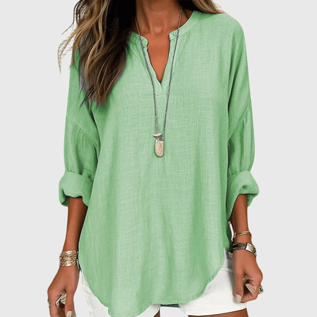 Claudia | Damen Locker Geschnittenes Langarm Casual Top - Image 5