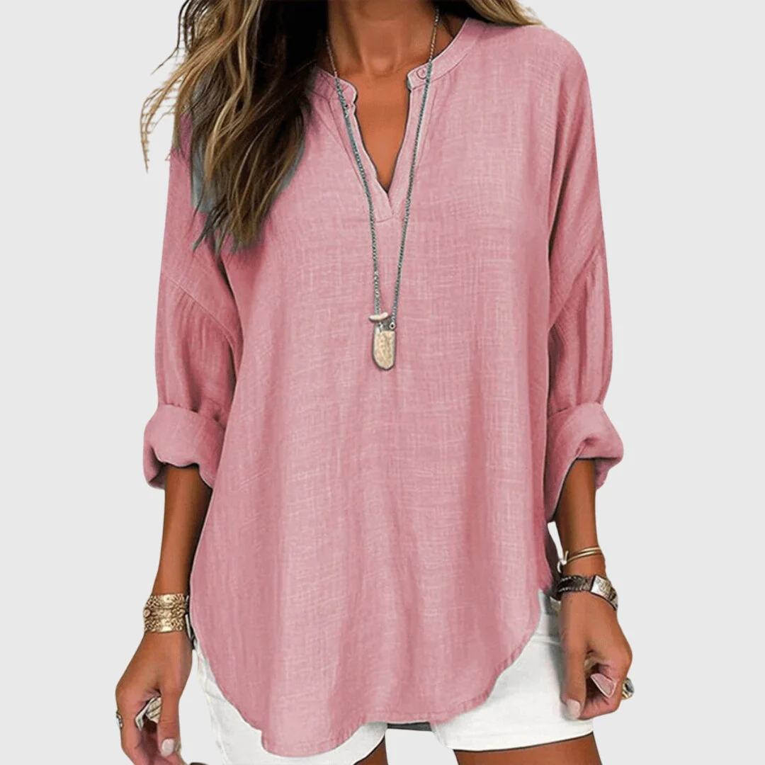 Claudia | Damen Locker Geschnittenes Langarm Casual Top - Image 6