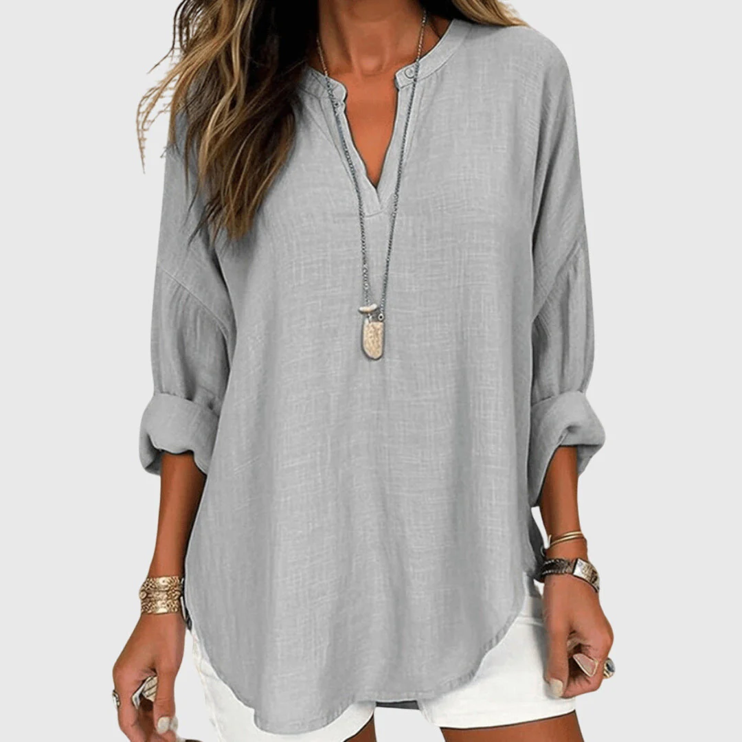 Claudia | Damen Locker Geschnittenes Langarm Casual Top - Image 7