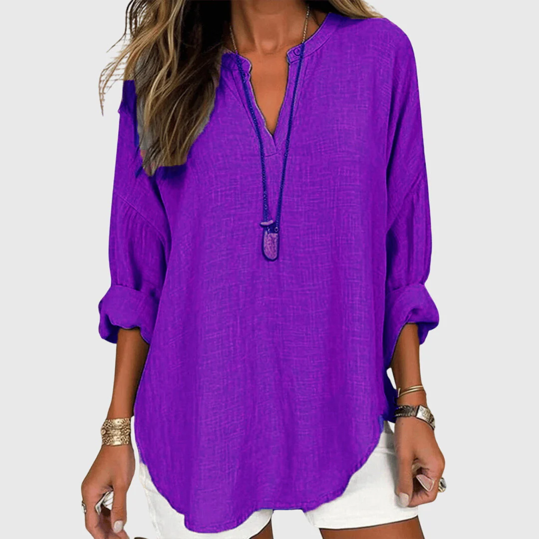 Claudia | Damen Locker Geschnittenes Langarm Casual Top - Image 8