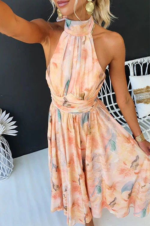 Claudia Damen Sommer Halter Blumen Maxi Kleid - Image 3