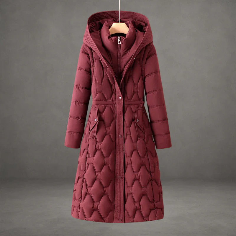 Claudia – Elegant gesteppter Damen Wintermantel mit Kapuze - Image 3