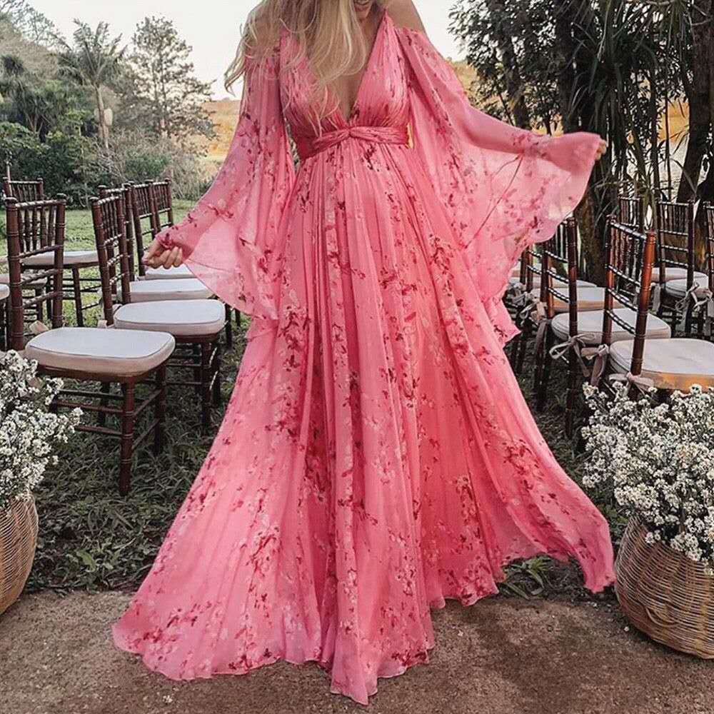 Claudia – Fließendes Damen Maxikleid mit Blumenmuster - Image 4