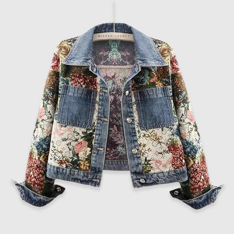 Claudia – Künstlerische strukturierte Damen Jeansjacke - Image 2