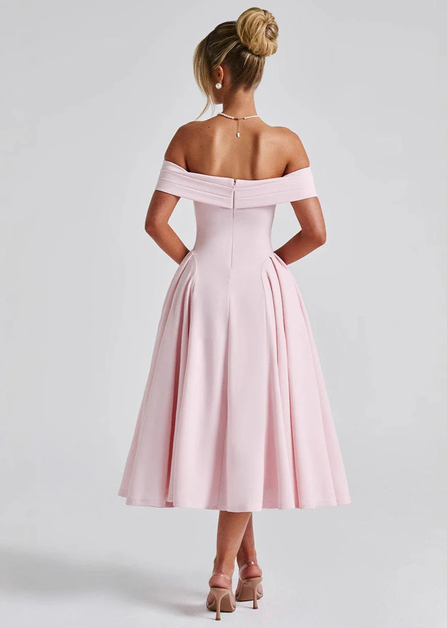 Cleane | Kleid mit entblößten Schultern Ausgestellt Midi - Image 2