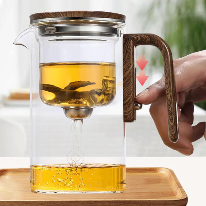 ClearPour hitzebeständiges Glas-Teekanne mit Holzgriff – Elegante Aufgusskanne - Image 2