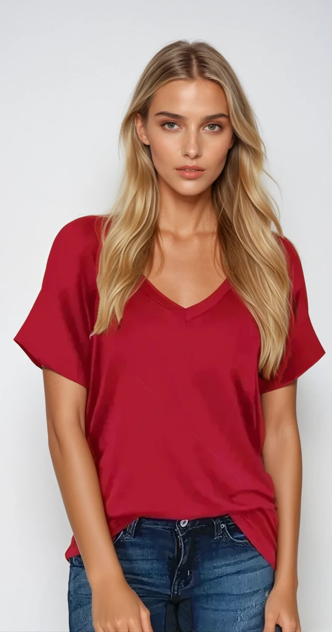 Clemensia – Damen Baumwollshirt V-Neck Relaxed Fit Komfort - Image 7
