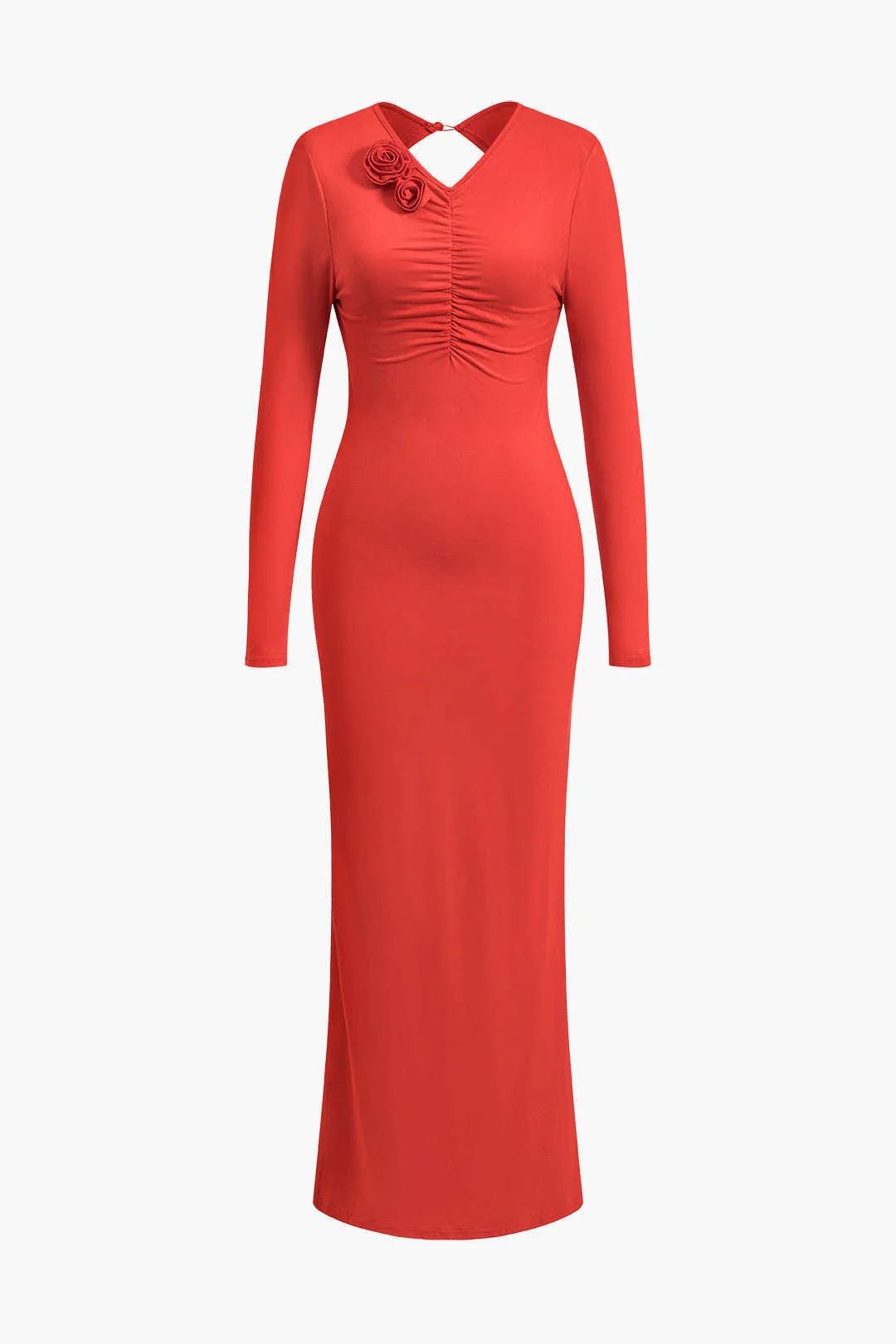 Clothilde | Elegantes Rückenfrei Langarm-Maxikleid mit Blumendetail - Image 6