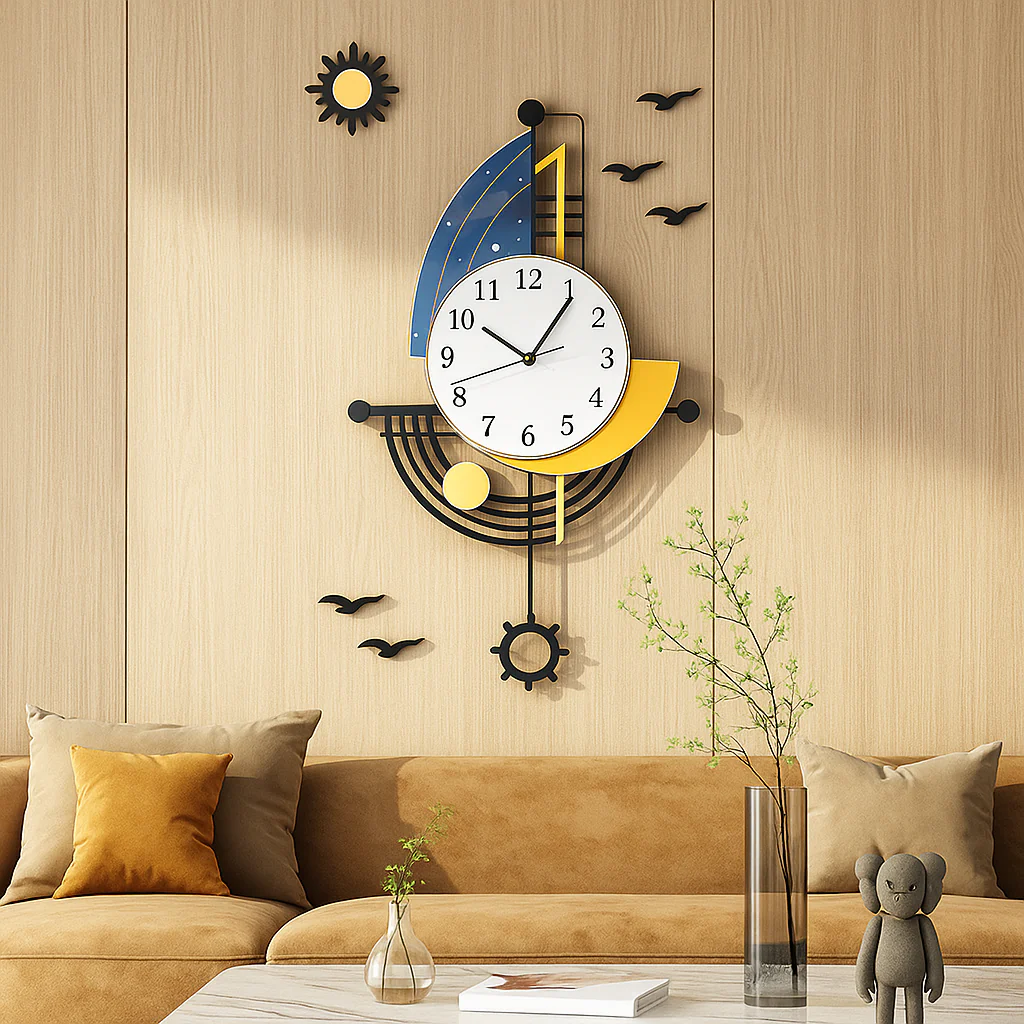CoastalTime – Nautische Wanduhr mit Segeljacht-Design für Küstenflair - Image 3